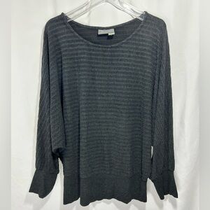 Anthropologie Saturday Sunday Gray Striped Dolman Sleeve Sweater Top Sz L